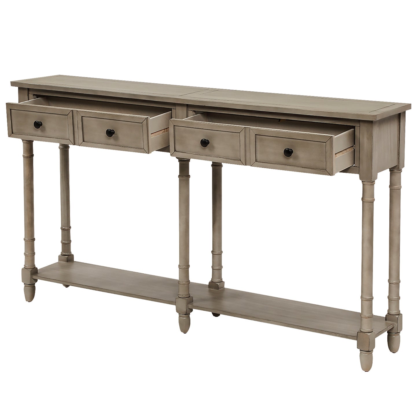 Console Table Sofa Table Easy Assembly with Two Storage Drawers and Bottom Shelf for Living Room, Entryway (Grey Wash)