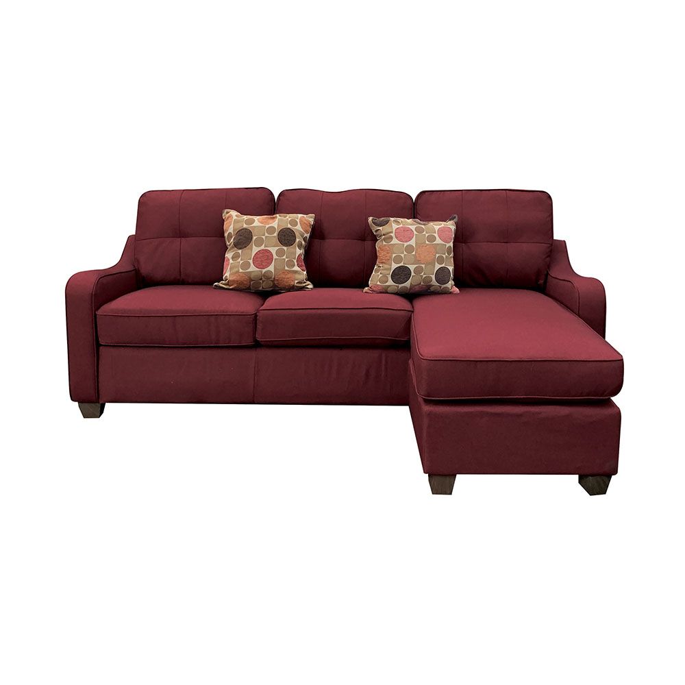 Cleavon II Sectional Sofa & 2 Pillows in Red Linen 53740