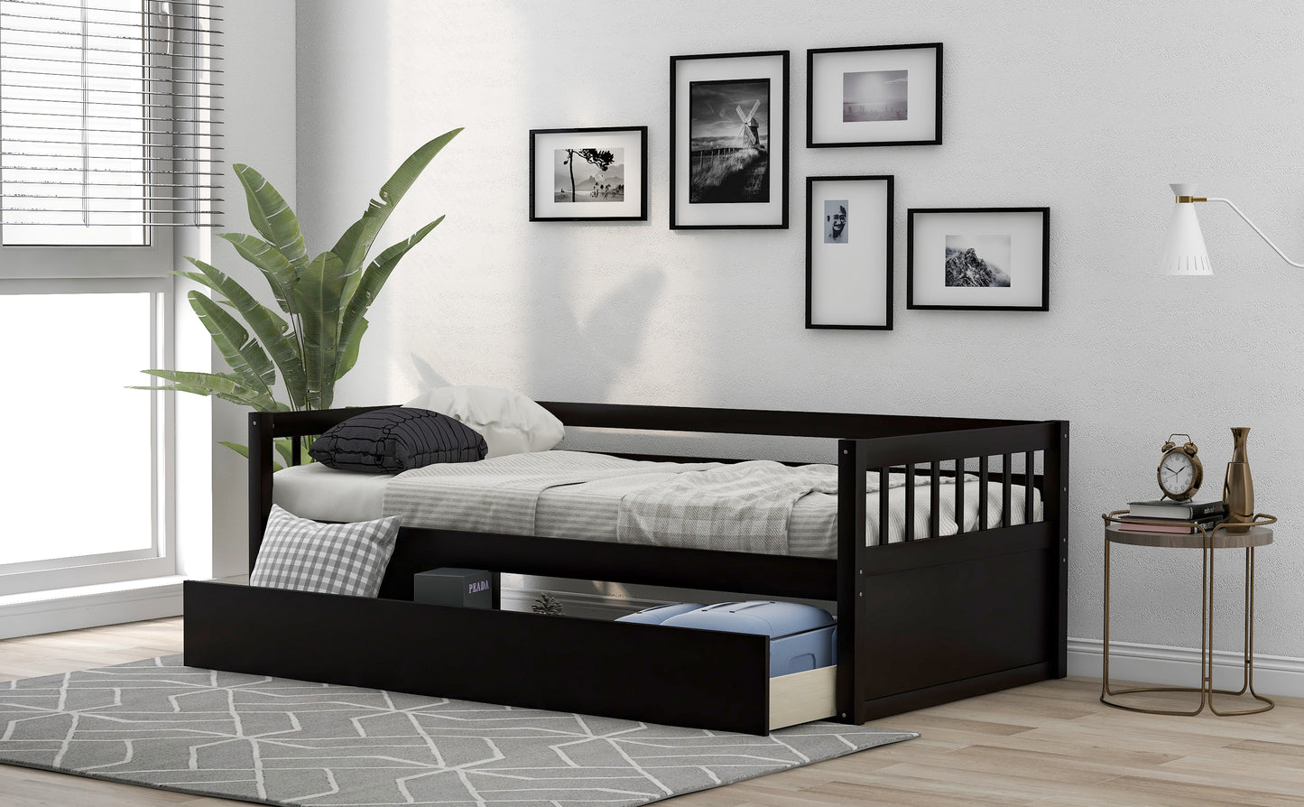 Twin Size Daybed with eparable 2 Drawers , Espresso (New)