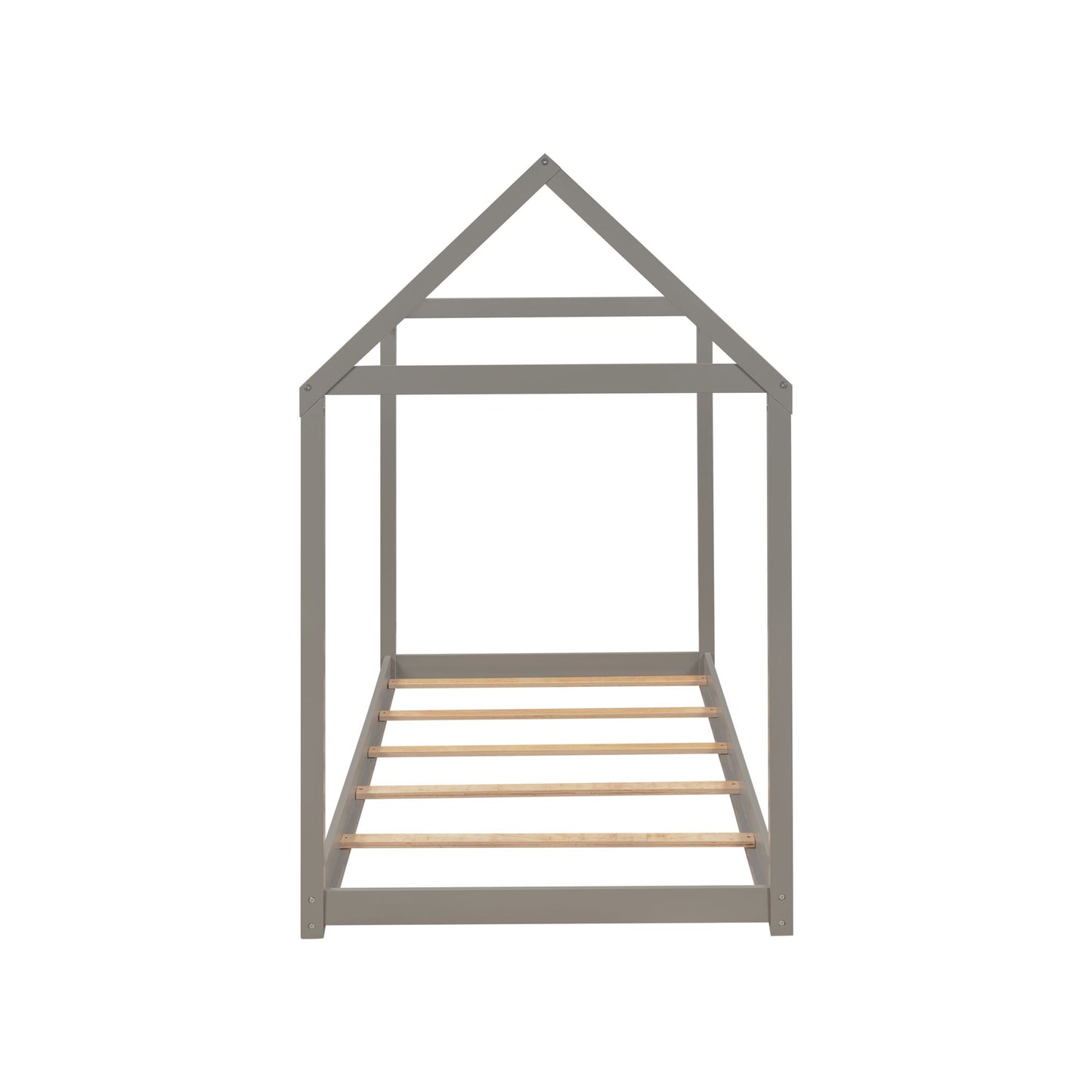 Twin Size Wooden House Bed, Gray(New)