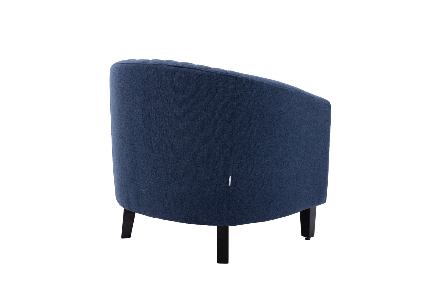 accent Barrel chair living room chair with nailheads and solid wood legs Black Navy Linen