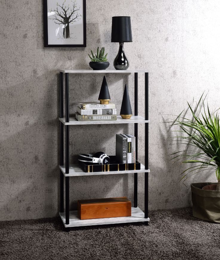 Nypho Bookshelf, Antique White & Black Finish 92737