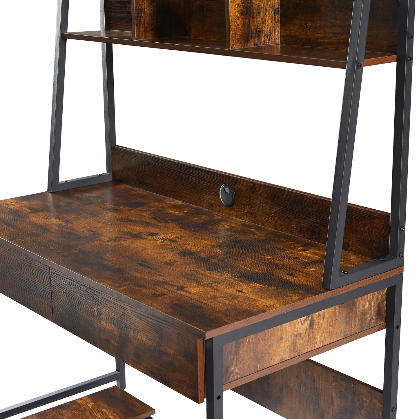 Home office Computer Desk with Hutch/ Bookshelf, Desk with Space Saving Design (tiger)
