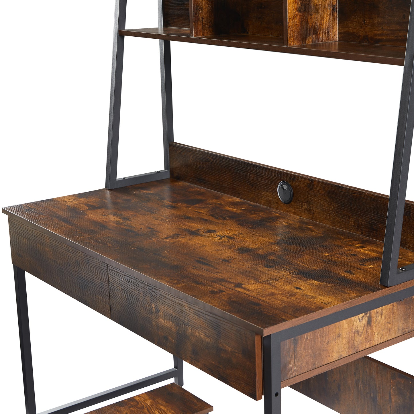 Home office Computer Desk with Hutch/ Bookshelf, Desk with Space Saving Design (tiger)