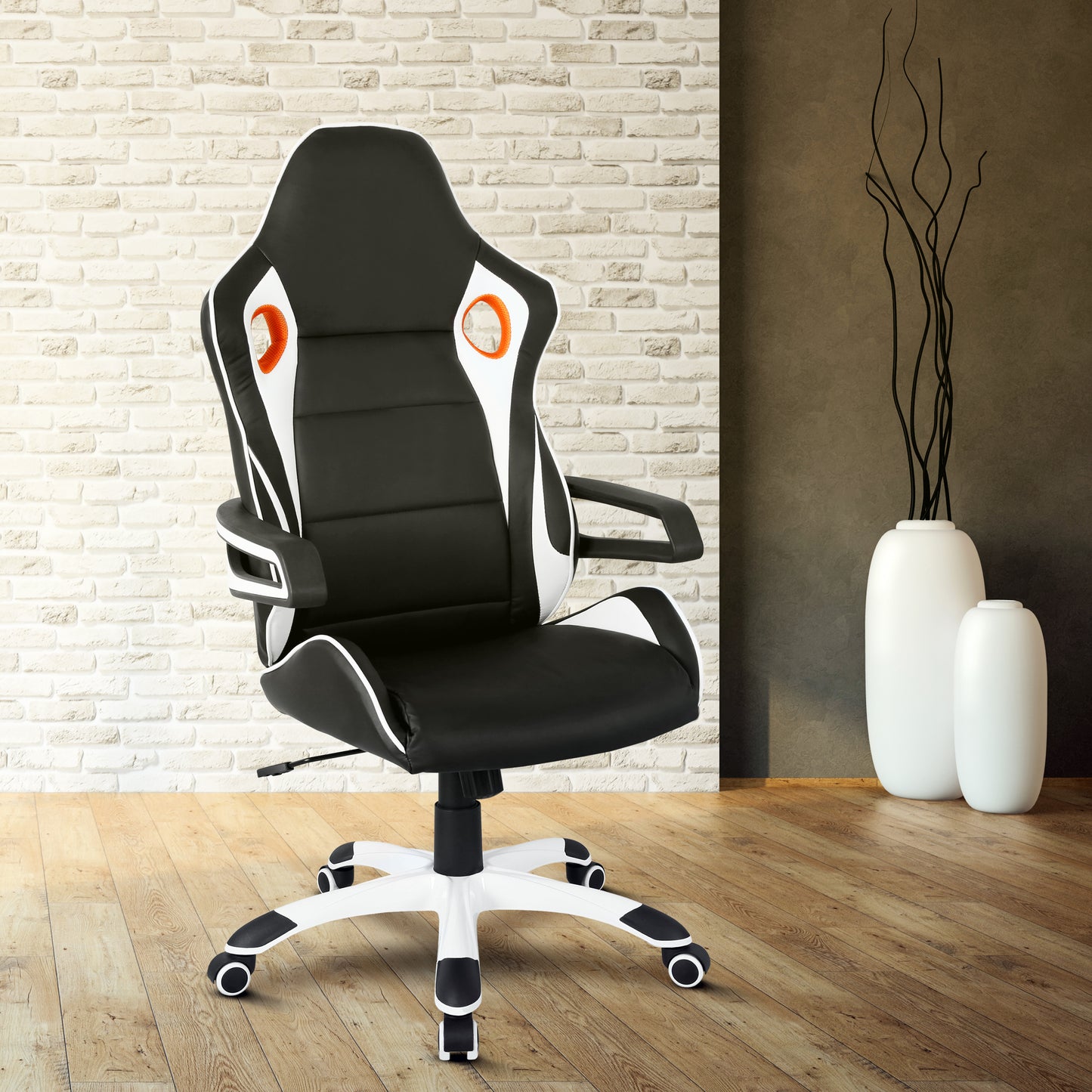 Techni Mobili Racing Style Home Office Chair, Black
