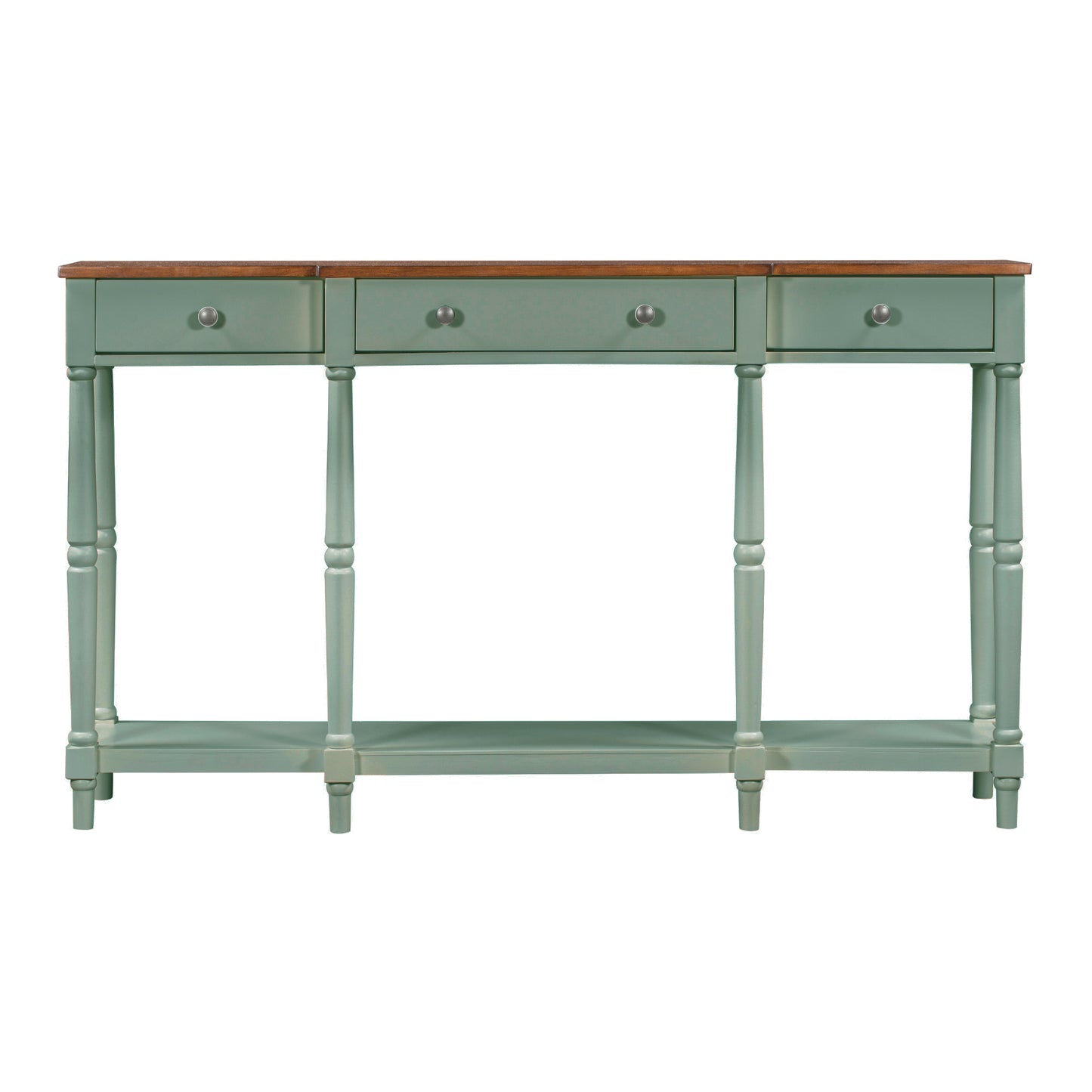 Solid Wood Console Table, Classic Entryway Table with Storage Shelf and Drawer for Home