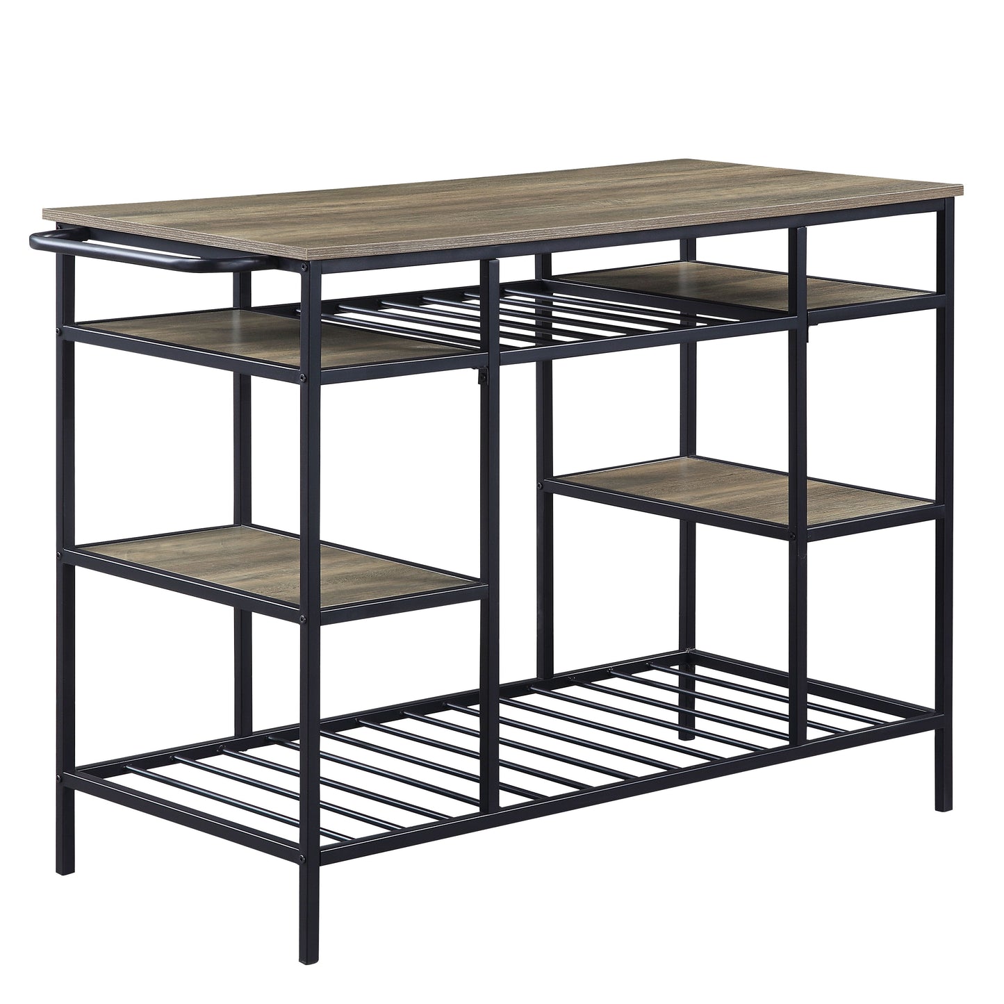 Lona Kitchen Island, Rustic Oak Black Finish AC00325