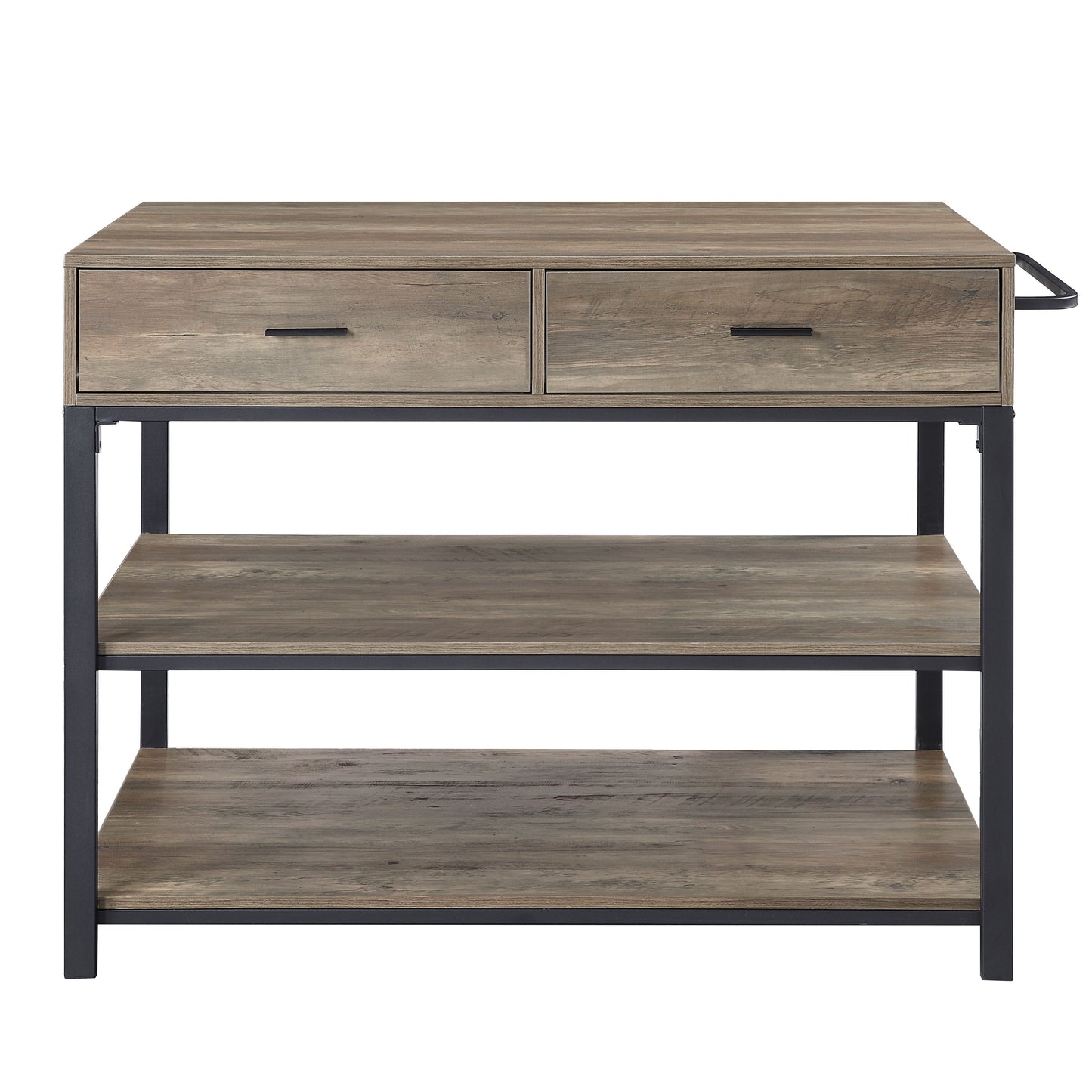 Macaria Kitchen Island, Rustic Oak Black Finish AC00403