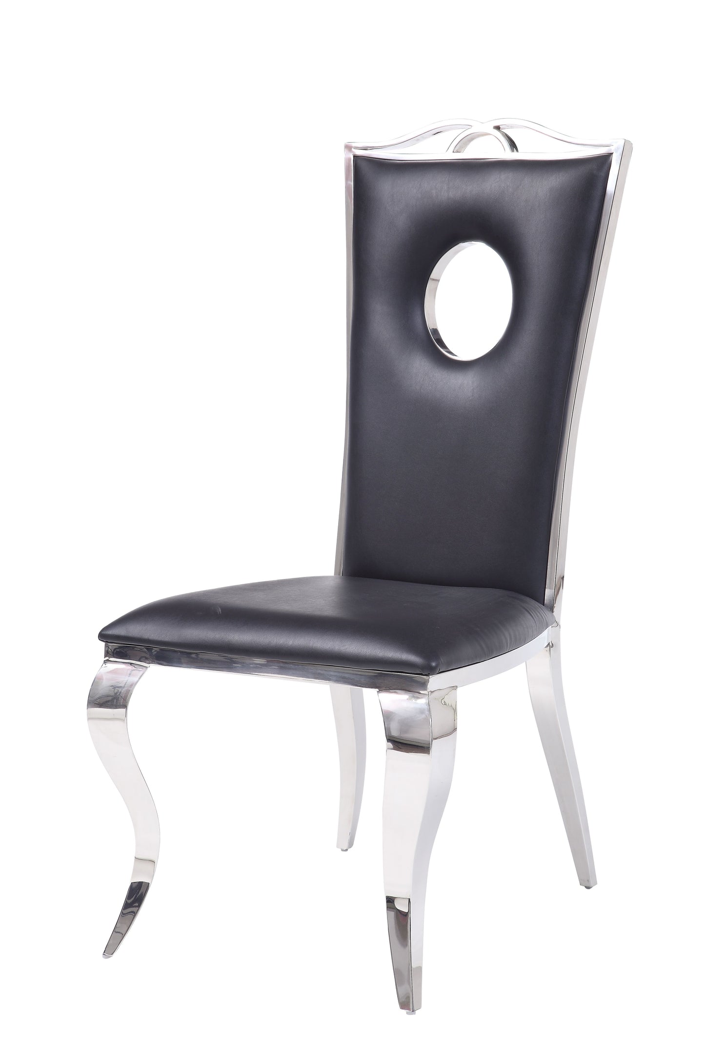 Cyrene Side Chair (Set-2) in PU Stainless Steel 62078