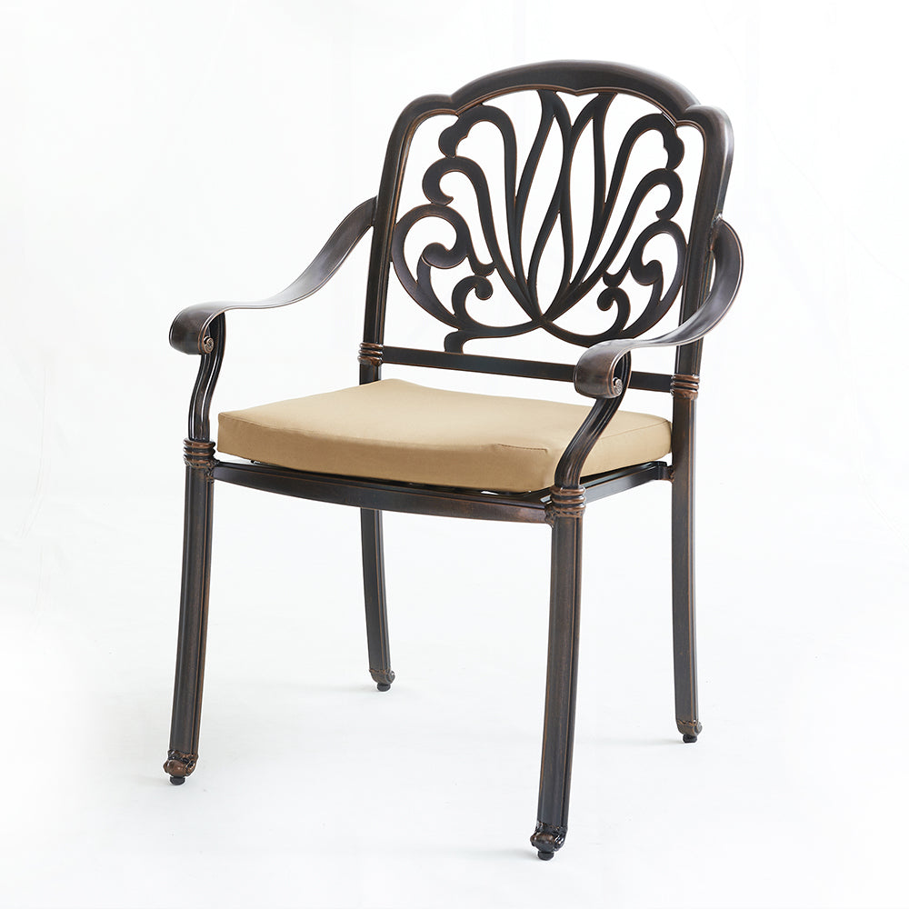 Upland Elizabeth Cast Aluminum Garden Furniture Chairs 5 Pcs Set with Cushions -Bronze