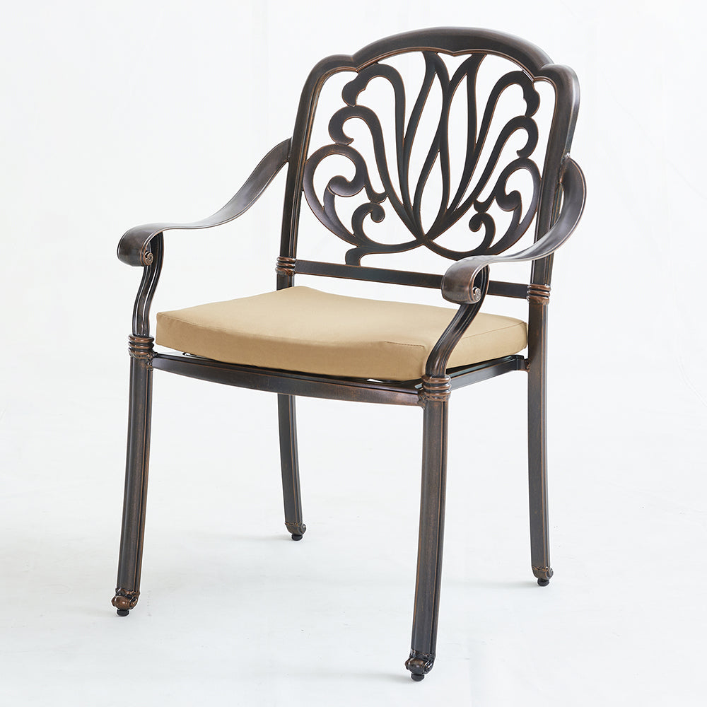Upland Elizabeth Cast Aluminum Garden Furniture Chairs 5 Pcs Set with Cushions -Bronze