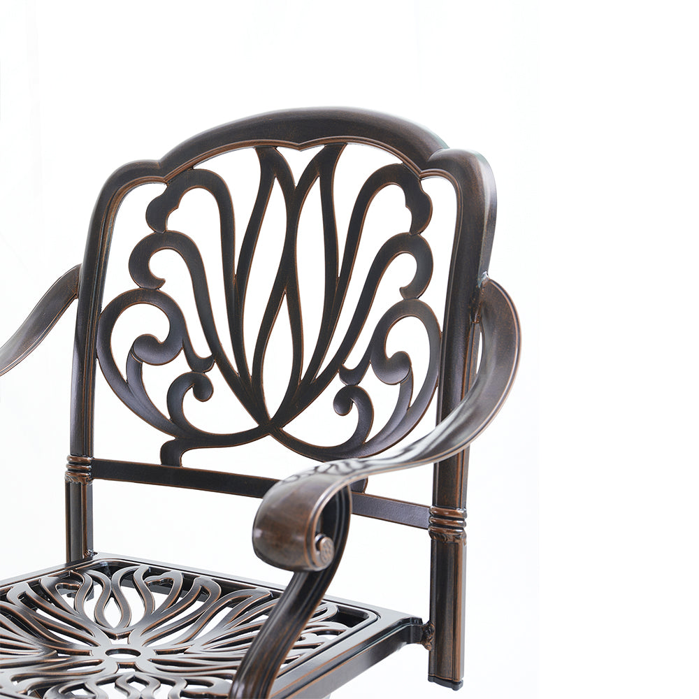 Upland Elizabeth Cast Aluminum Garden Furniture Chairs 5 Pcs Set with Cushions -Bronze