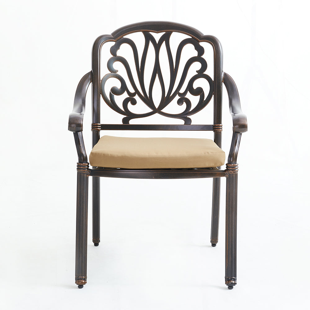 Upland Elizabeth Cast Aluminum Garden Furniture Chairs 5 Pcs Set with Cushions -Bronze