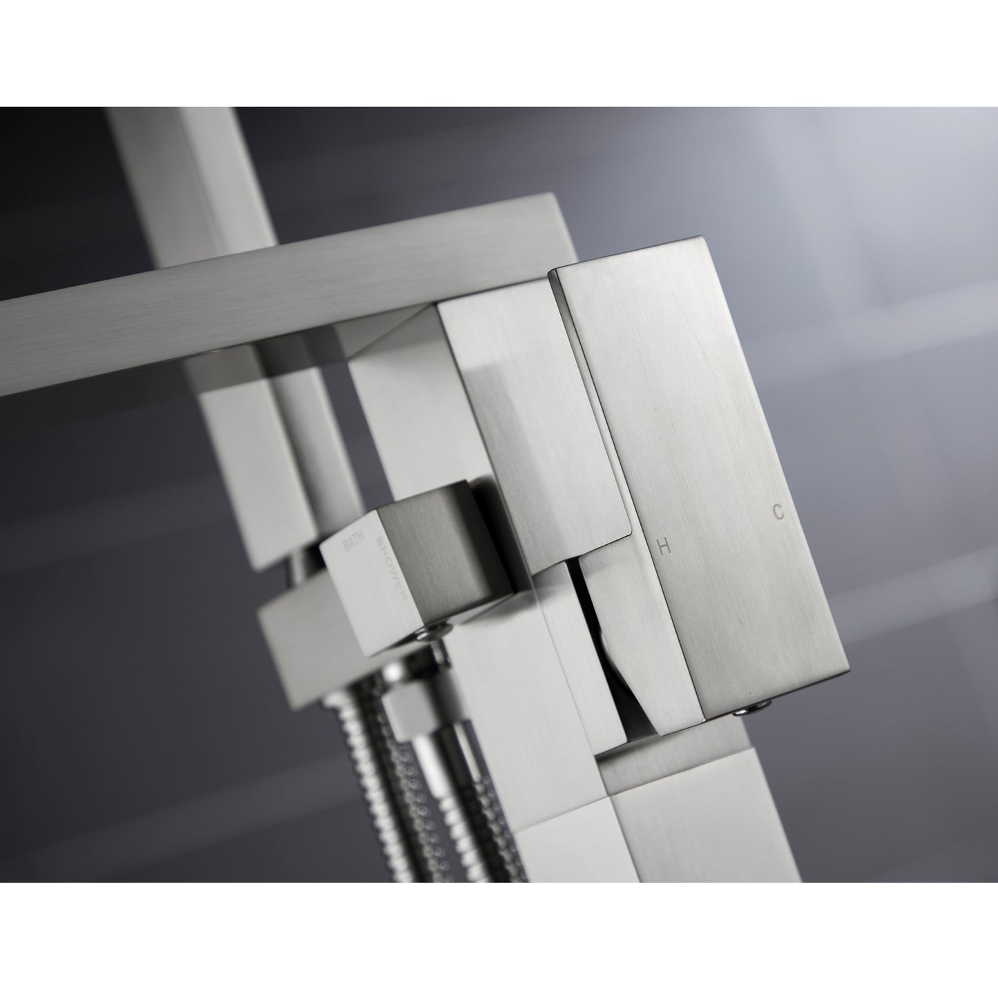 TrustMade Single Handle Floor Mounted Freestanding Tub Filler with Handshower, Brushed Nickel - S01