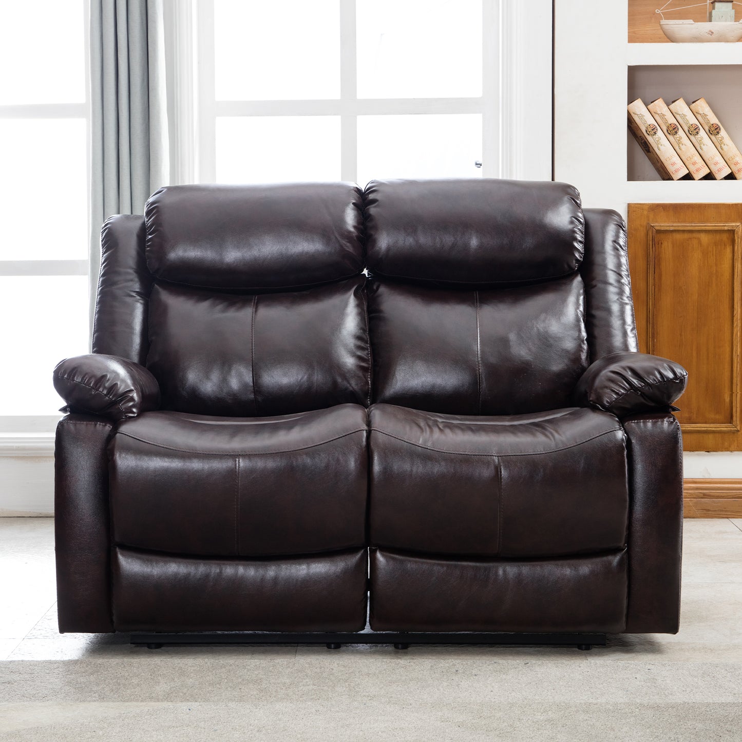 PU Leather Reclining Living Room Sofa Set, Manual Loveseat for Living Room (Recliner Loveseat)