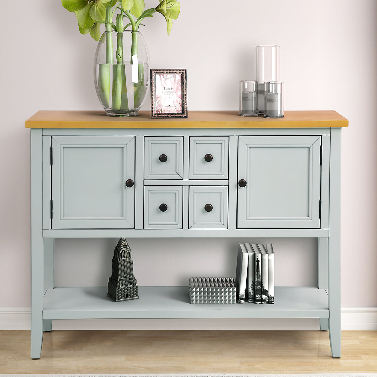 Cambridge Series Buffet Sideboard Console Table with Bottom Shelf (Lime White)