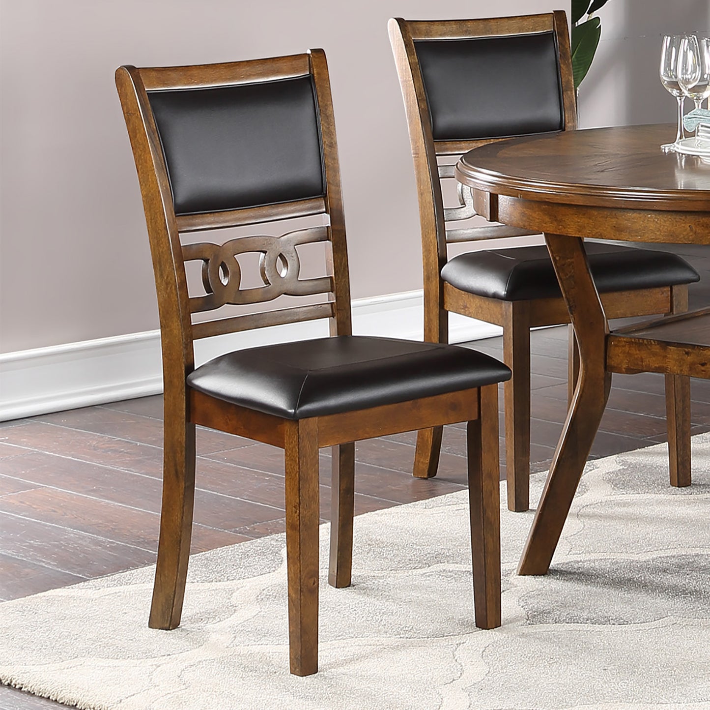 Set of 2 Upholstered Dining Chair in Walnut Finish