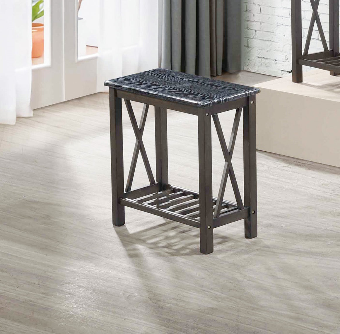 X-cross Side Table in Black and Grey