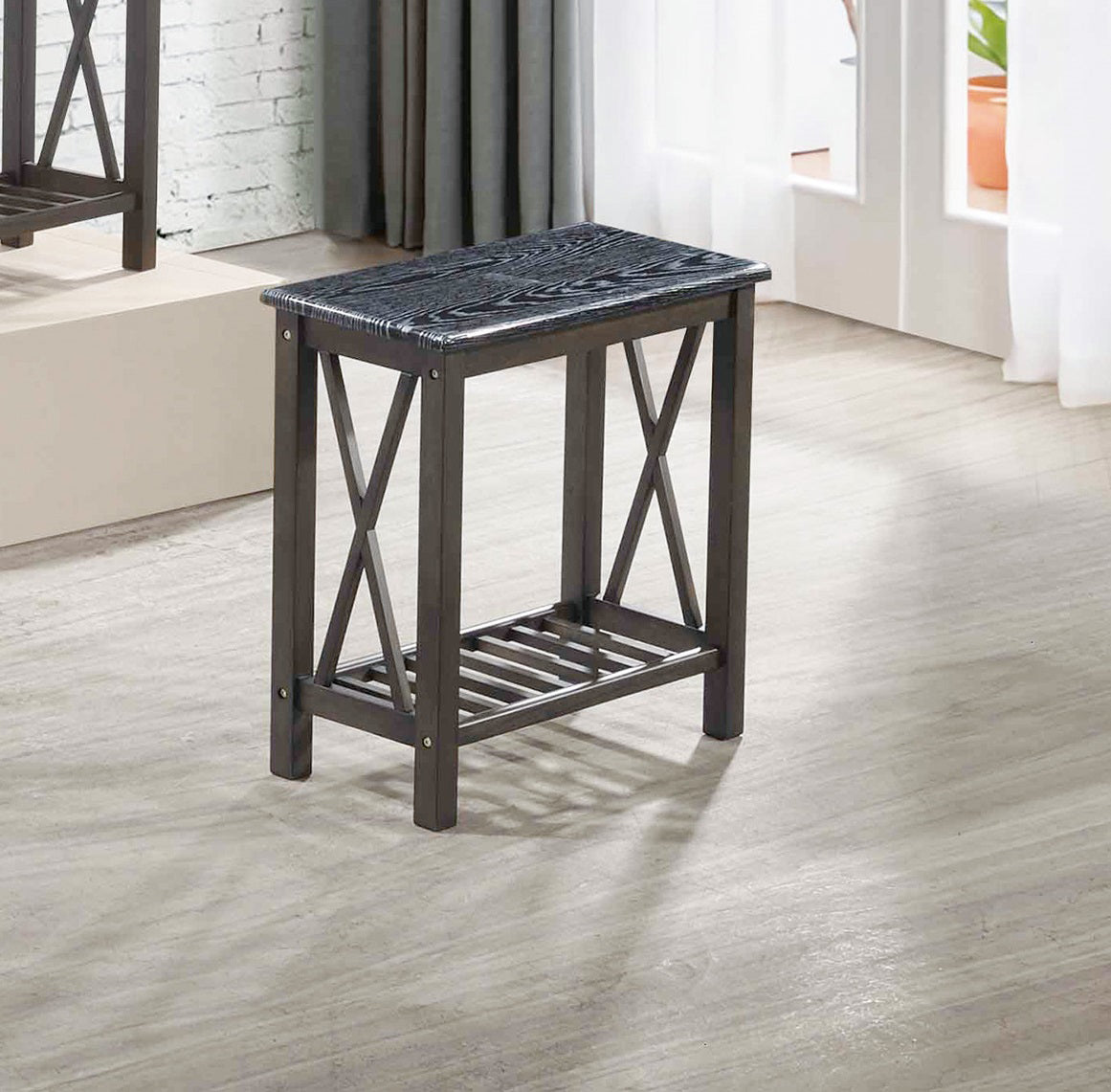 X-cross Side Table in Black and Grey