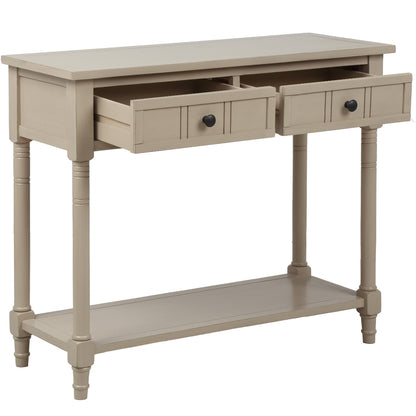 Daisy Series Console Table Traditional Design with Two Drawers and Bottom Shelf Acacia Mangium (Retro Grey)