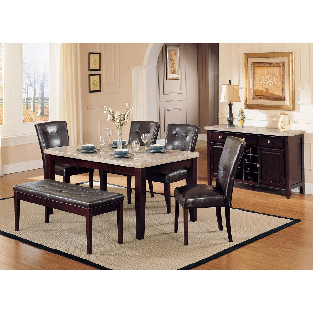 Danville Side Chair (Set-2) in Espresso PU & Walnut 07054