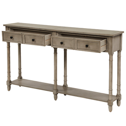 Console Table Sofa Table Easy Assembly with Two Storage Drawers and Bottom Shelf for Living Room, Entryway (Grey Wash)