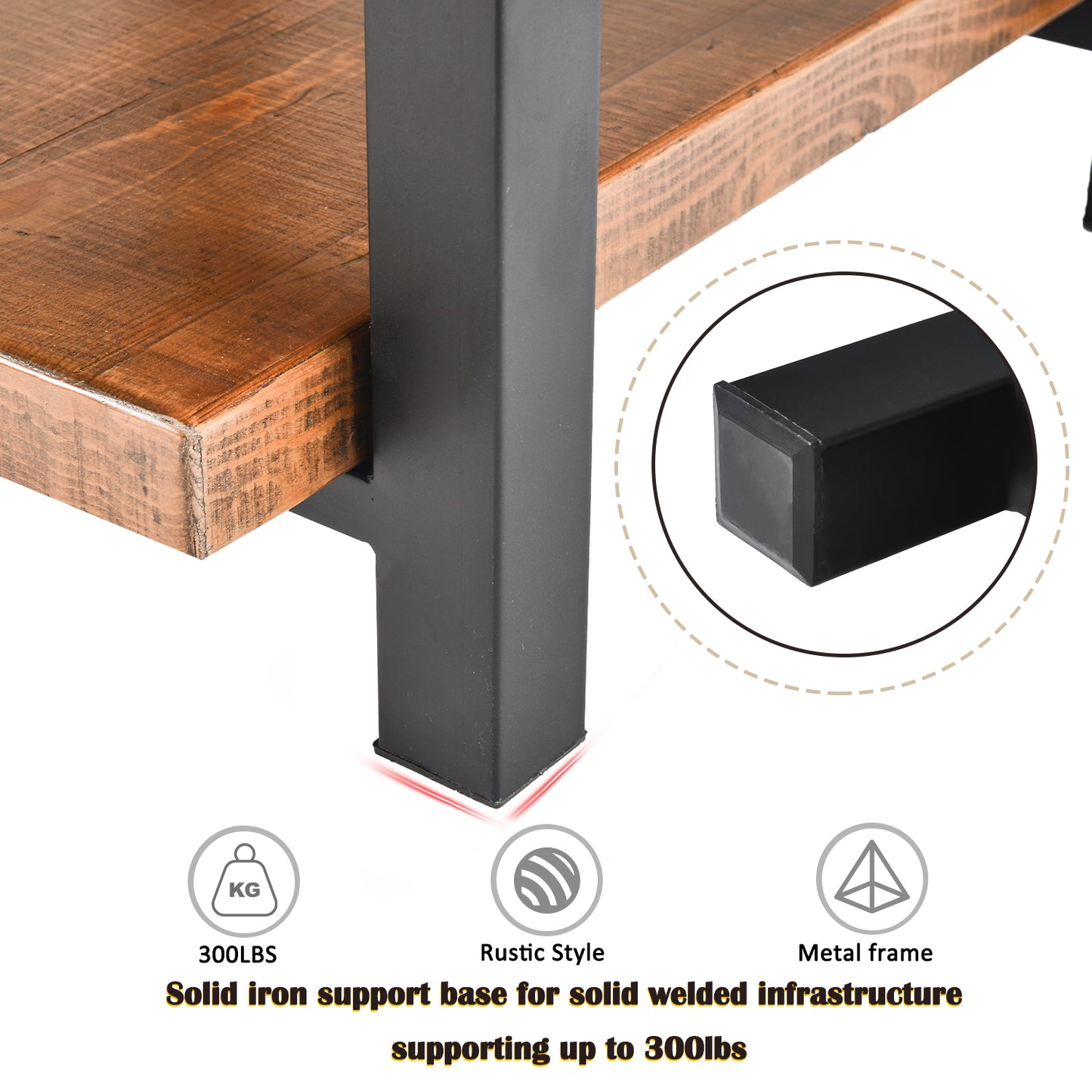 Rustic Natural Coffee Table with Storage Shelf for Living Room, Easy Assembly (26&x26&)