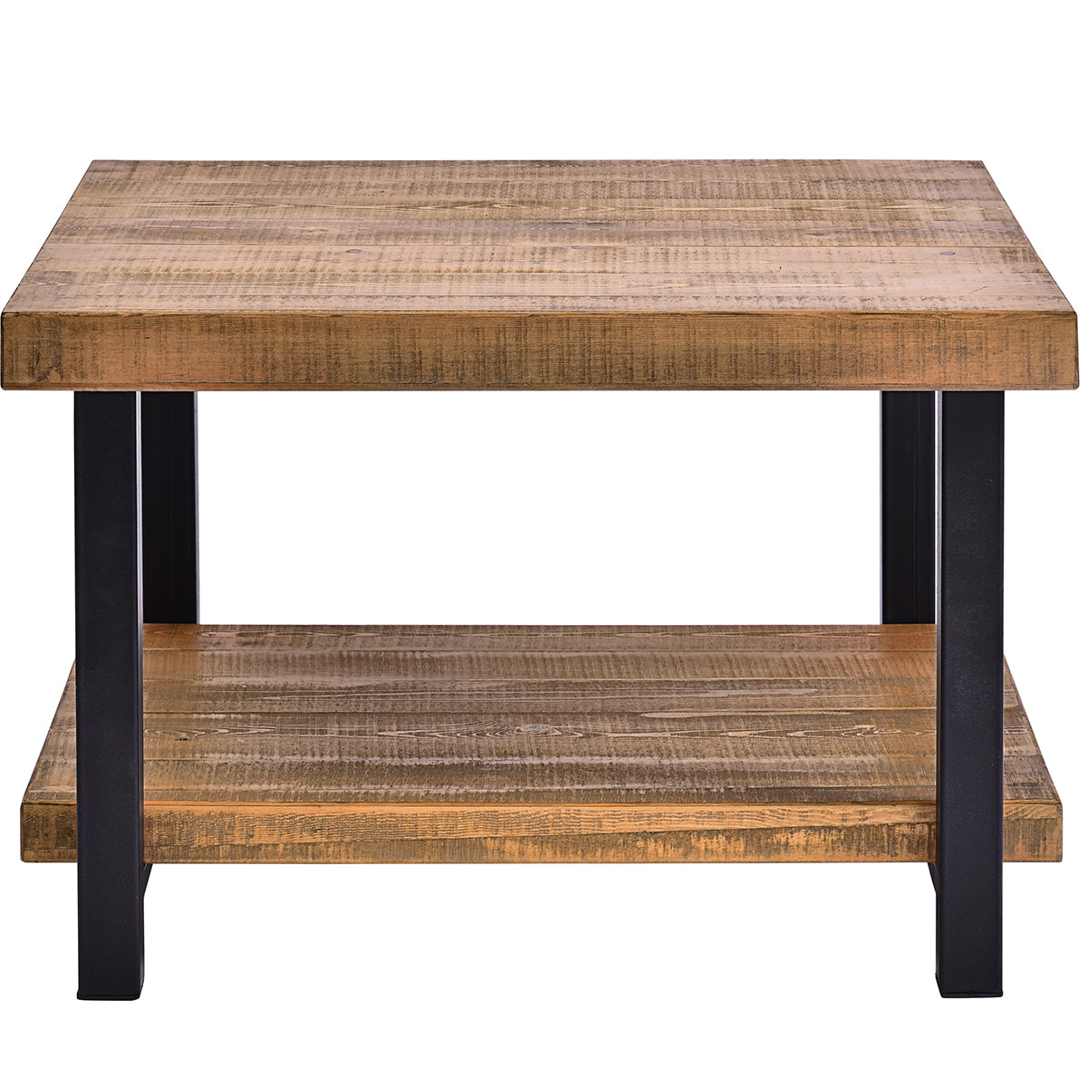 Rustic Natural Coffee Table with Storage Shelf for Living Room, Easy Assembly (26&x26&)
