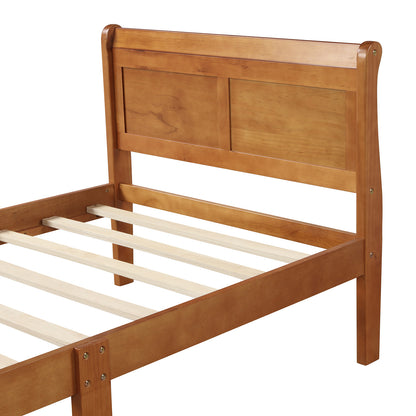 Wood Platform Bed Twin Bed Frame Mattress Foundation Sleigh Bed with Headboard/Footboard/Wood Slat Support