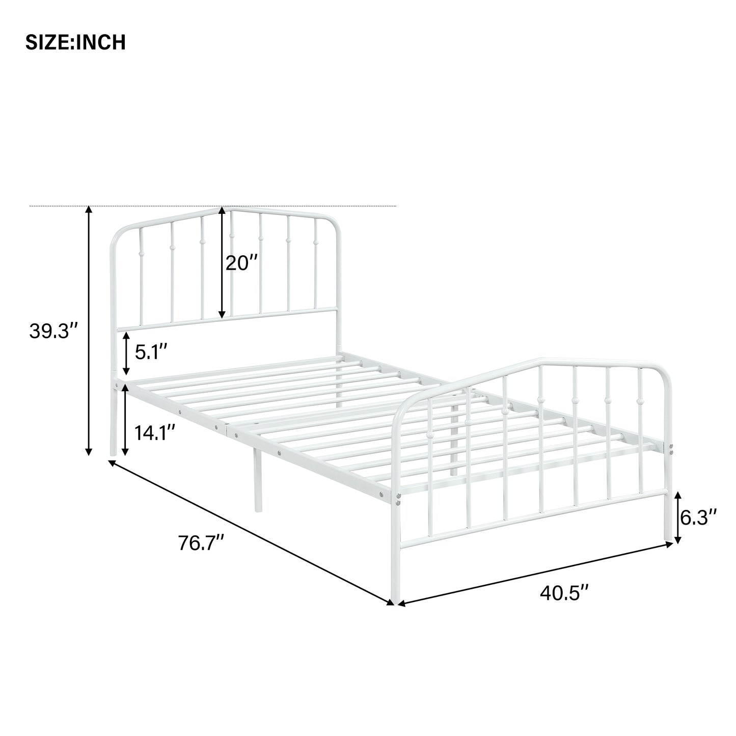 Platform metal bed, Twin Sizes
