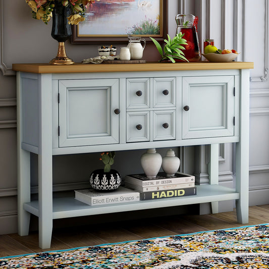 Cambridge Series Buffet Sideboard Console Table with Bottom Shelf (Lime White)