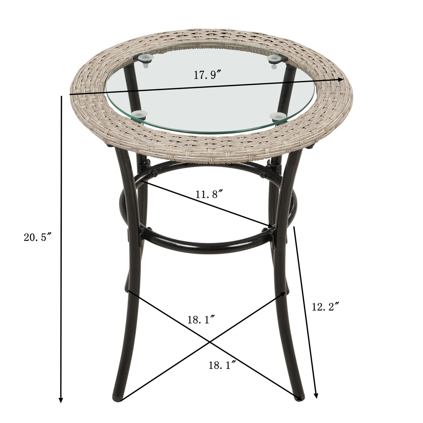 5-piece Outdoor Conversation Set Patio Furniture Set Bistro Set Rattan Wicker Chairs with Stools and Tempered Glass Table