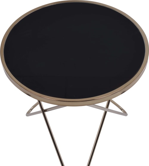Valora End Table in Champagne & Black Glass 81832
