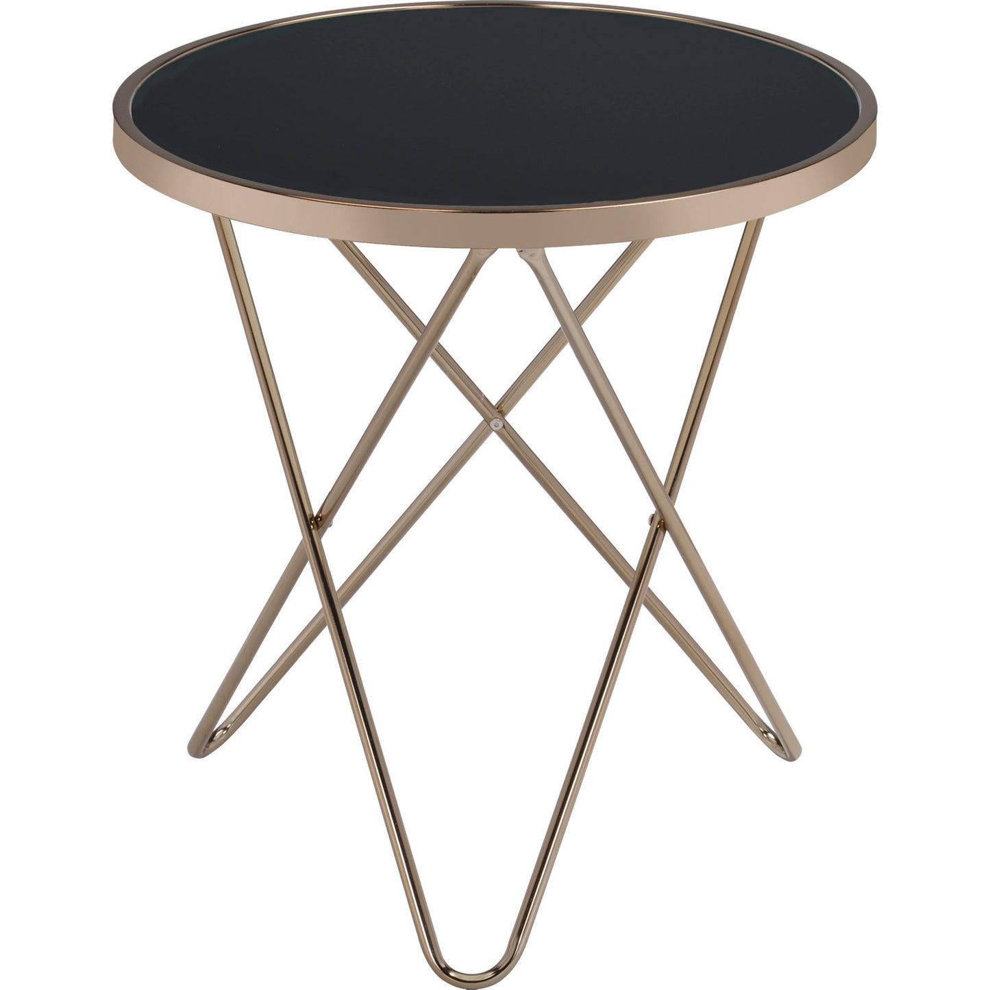 Valora End Table in Champagne & Black Glass 81832