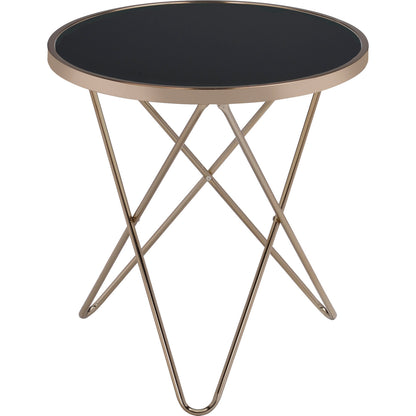 Valora End Table in Champagne & Black Glass 81832