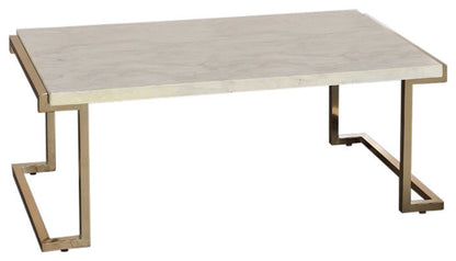 Boice II Coffee Table in Faux Marble & Champagne 82870
