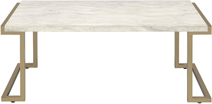 Boice II Coffee Table in Faux Marble & Champagne 82870
