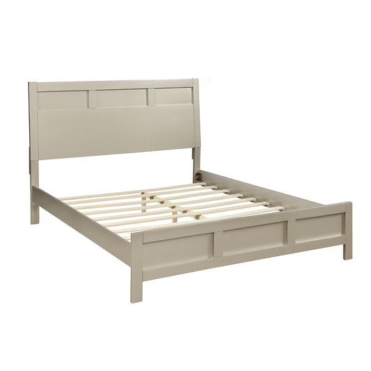 Modern Full Platform Bed in Platinum Silver No Box Spring Needed (Freely Configurable Bedroom Sets)