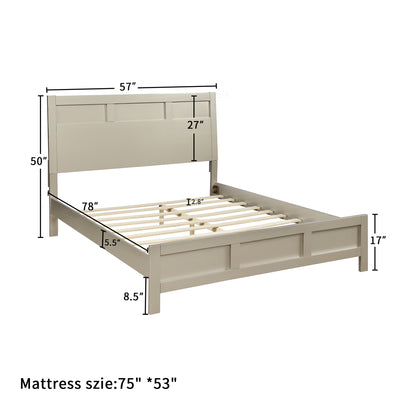 Modern Full Platform Bed in Platinum Silver No Box Spring Needed (Freely Configurable Bedroom Sets)
