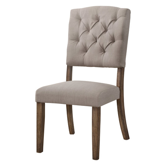 Bernard Side Chair (Set-2) in Cream Linen & Weathered Oak 66187