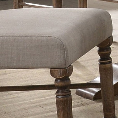 Leventis Side Chair (Set-2) in Cream Linen & Weathered Oak 74657