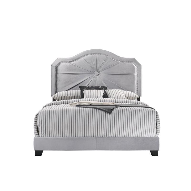 Frankie Queen Bed, Gray Velvet 26410Q