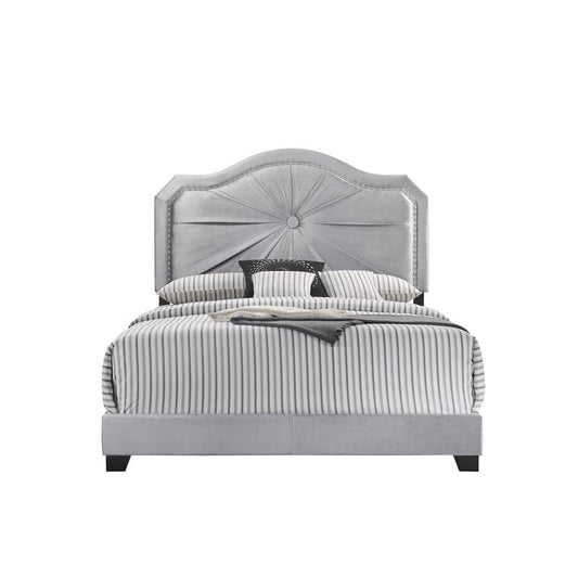 Frankie Queen Bed, Gray Velvet 26410Q