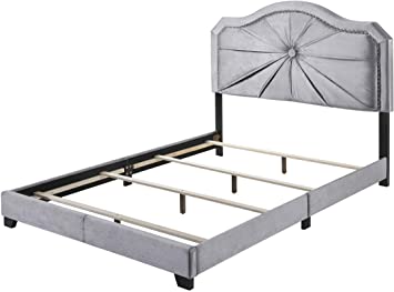 Frankie Queen Bed, Gray Velvet 26410Q