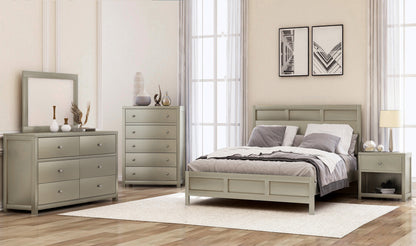 Modern Full Platform Bed in Platinum Silver No Box Spring Needed (Freely Configurable Bedroom Sets)