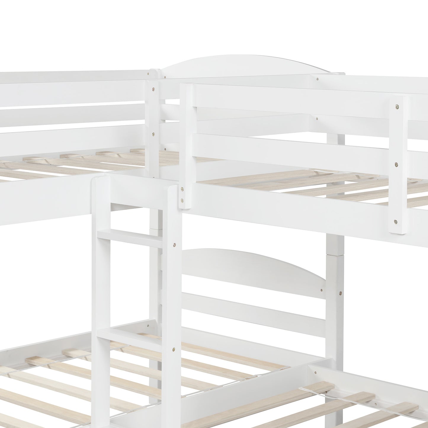 Twin L-Shaped Bunk bed with Trundle-White