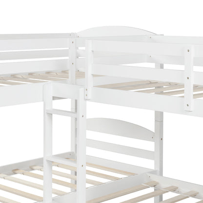 Twin L-Shaped Bunk bed with Trundle-White