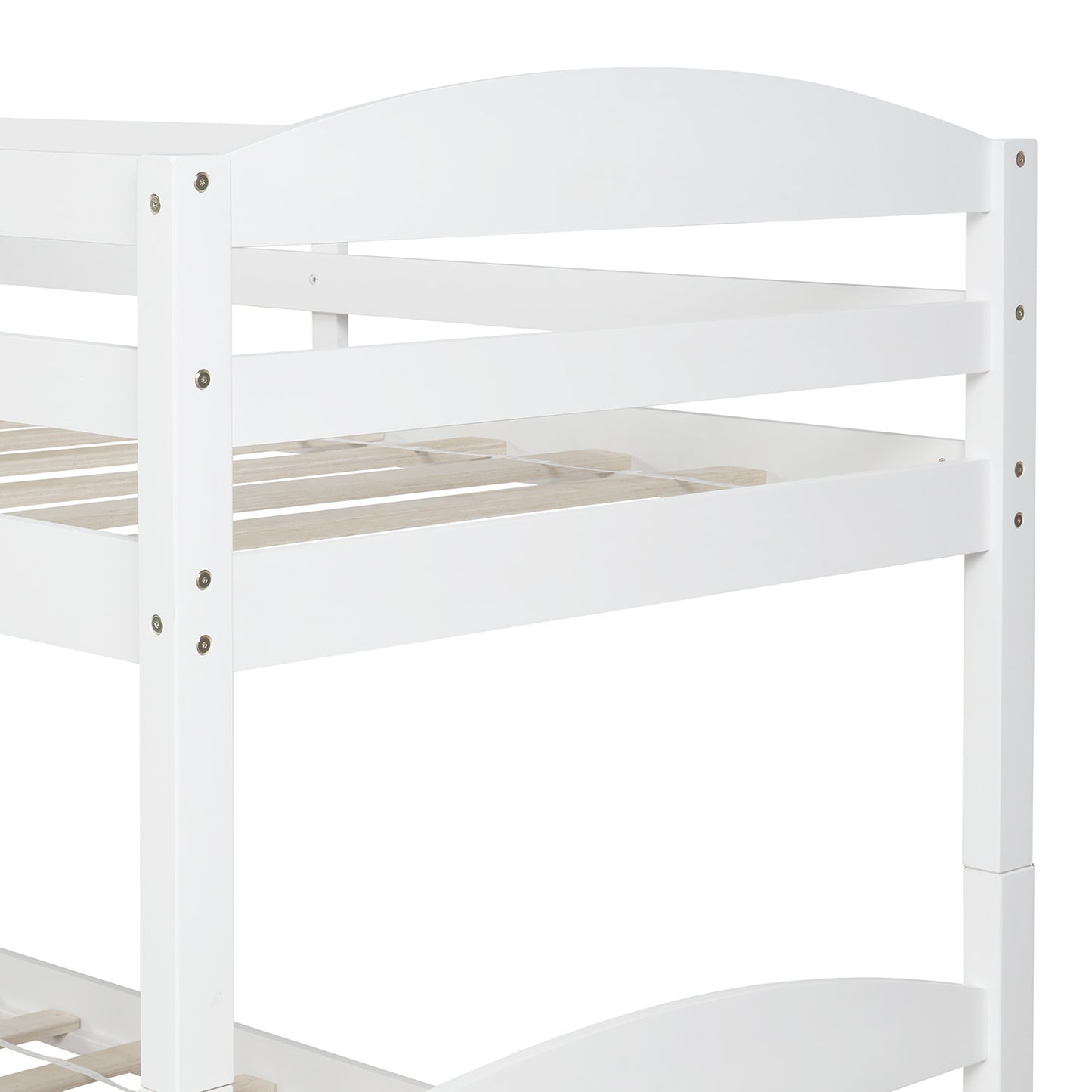 Twin L-Shaped Bunk bed with Trundle-White