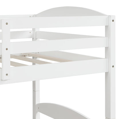 Twin L-Shaped Bunk bed with Trundle-White