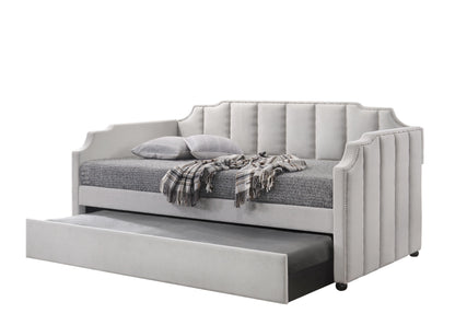 Peridot Daybed & Trundle (Twin Size), Dove Gray Velvet (1Set/2Ctn) 39410